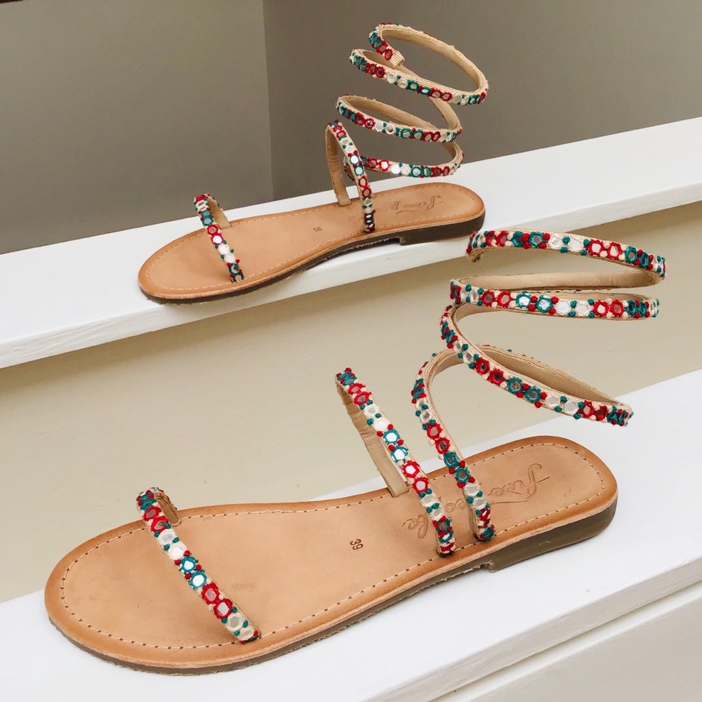 FREE PEOPLE Wrap Multicolor Flat Sandals